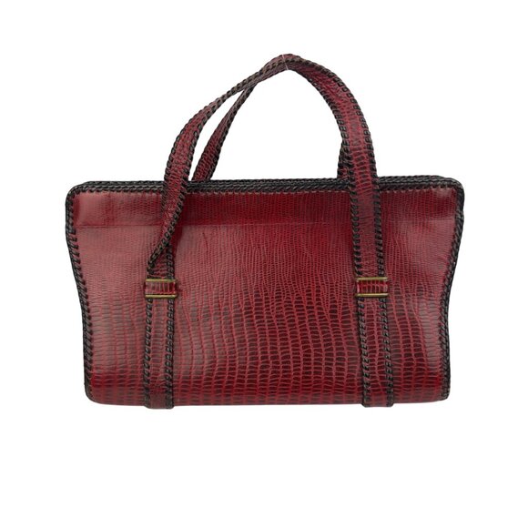 Red Vintage Leather Handbag - Picture 3 of 4